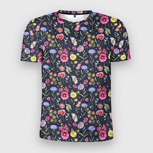 Мужская спорт-футболка Цветочная феерия / 3D-принт – фото 1