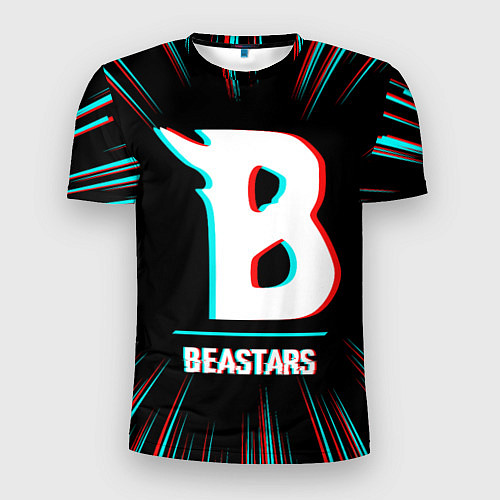 Мужская спорт-футболка Символ Beastars в стиле glitch на темном фоне / 3D-принт – фото 1