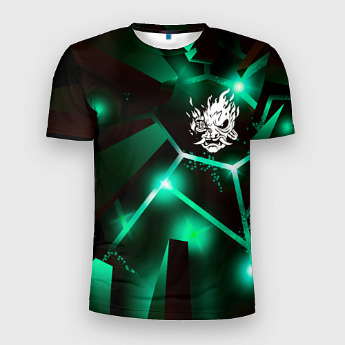 Мужская спорт-футболка Cyberpunk 2077 разлом плит / 3D-принт – фото 1