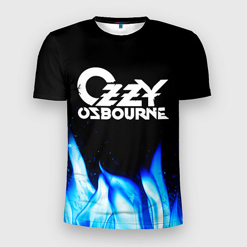Мужская спорт-футболка Ozzy Osbourne blue fire / 3D-принт – фото 1