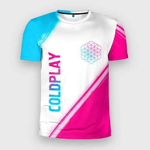 Мужская спорт-футболка Coldplay neon gradient style: надпись, символ / 3D-принт – фото 1