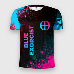 Мужская спорт-футболка Blue Exorcist - neon gradient: надпись, символ