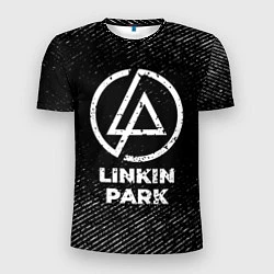 Футболка спортивная мужская Linkin Park с потертостями на темном фоне, цвет: 3D-принт