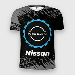 Мужская спорт-футболка Nissan в стиле Top Gear со следами шин на фоне