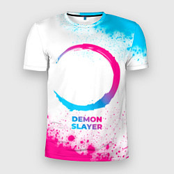 Мужская спорт-футболка Demon Slayer neon gradient style