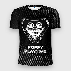 Мужская спорт-футболка Poppy Playtime с потертостями на темном фоне