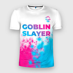 Мужская спорт-футболка Goblin Slayer neon gradient style: символ сверху