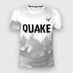 Мужская спорт-футболка Quake glitch на светлом фоне: символ сверху