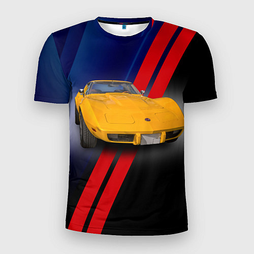 Мужская спорт-футболка Классический спорткар Chevrolet Corvette Stingray / 3D-принт – фото 1