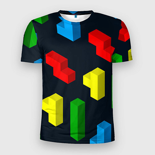 Мужская спорт-футболка Крупные фигуры из игры Тетрис / 3D-принт – фото 1