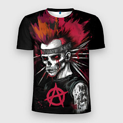 Мужская спорт-футболка Скелет панк анархист