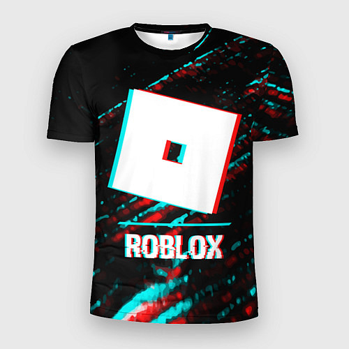 Мужская спорт-футболка Roblox в стиле glitch и баги графики на темном фон / 3D-принт – фото 1