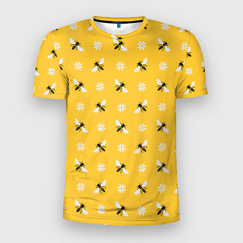 Мужская спорт-футболка Пчелы и цветы паттерн / 3D-принт – фото 1
