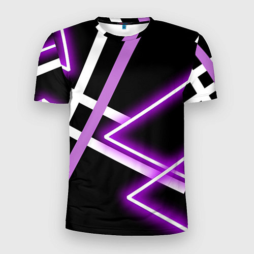 Мужская спорт-футболка Фиолетовые полоски с неоном / 3D-принт – фото 1