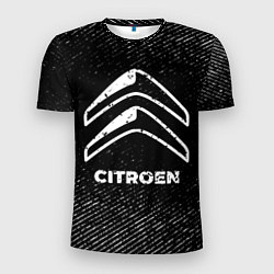 Мужская спорт-футболка Citroen с потертостями на темном фоне