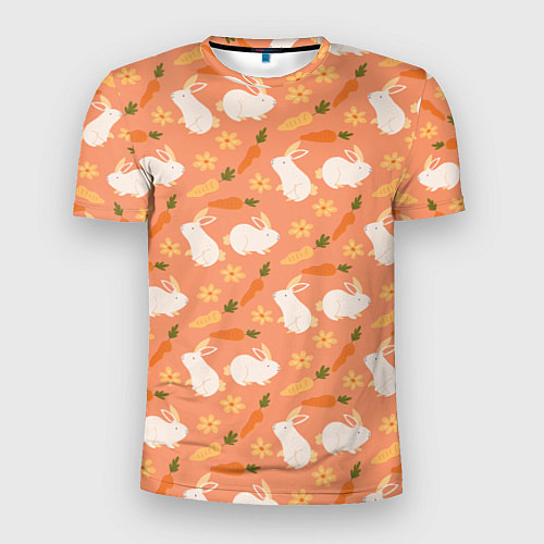 Мужская спорт-футболка Зайцы с морковью паттерн / 3D-принт – фото 1