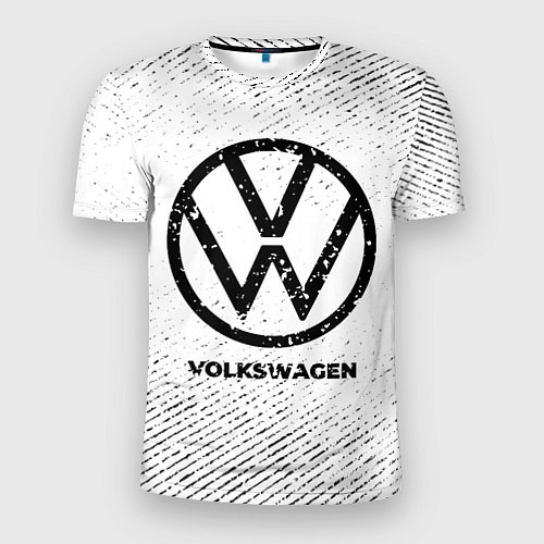 Мужская спорт-футболка Volkswagen с потертостями на светлом фоне / 3D-принт – фото 1