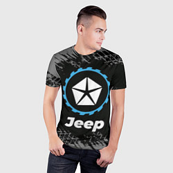 Футболка спортивная мужская Jeep в стиле Top Gear со следами шин на фоне, цвет: 3D-принт — фото 2