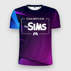 Мужская спорт-футболка The Sims gaming champion: рамка с лого и джойстико