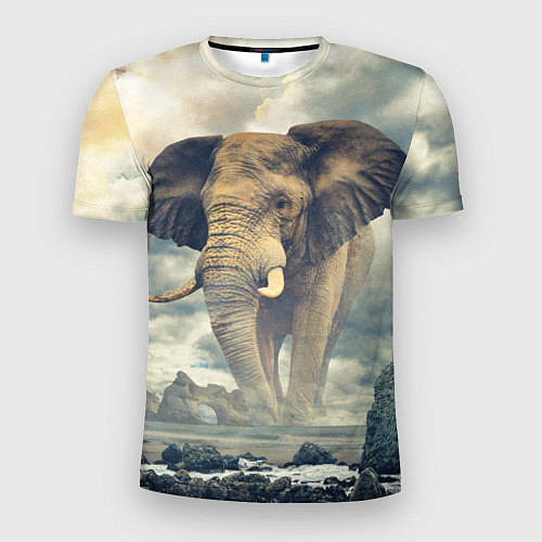 Мужская спорт-футболка Гигантский слон / 3D-принт – фото 1