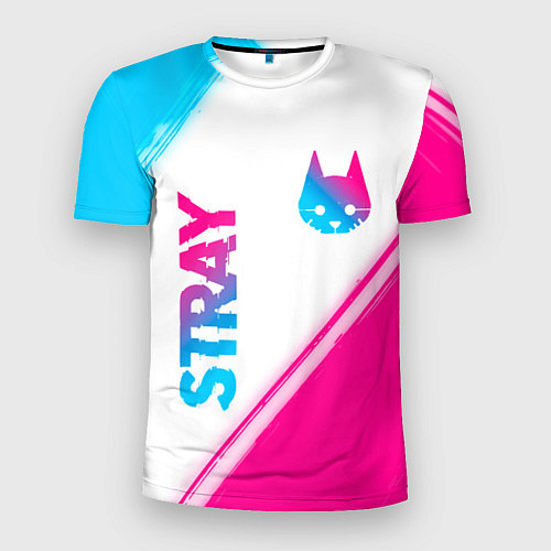 Мужская спорт-футболка Stray neon gradient style: надпись, символ / 3D-принт – фото 1