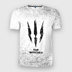 Мужская спорт-футболка The Witcher с потертостями на светлом фоне