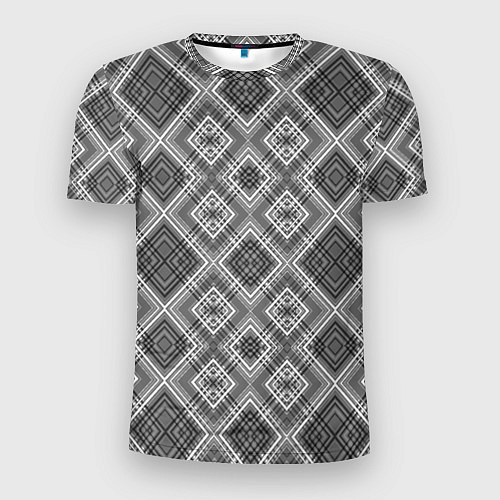 Мужская спорт-футболка Геометрический узор черно белые ромбы / 3D-принт – фото 1