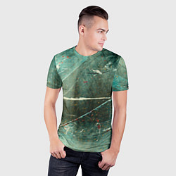Футболка спортивная мужская Серо-зелёный стиль, цвет: 3D-принт — фото 2