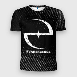 Мужская спорт-футболка Evanescence с потертостями на темном фоне