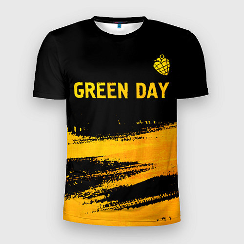 Мужская спорт-футболка Green Day - gold gradient: символ сверху / 3D-принт – фото 1