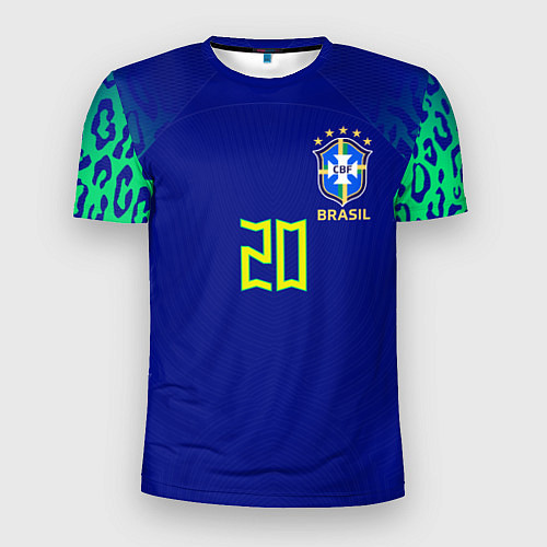 Мужская спорт-футболка Винисиус Жуниор ЧМ 2022 сборная Бразилии гостевая / 3D-принт – фото 1