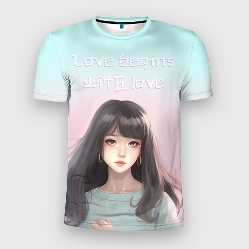 Мужская спорт-футболка Девушка аниме в пастельных оттенках / 3D-принт – фото 1