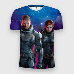 Мужская спорт-футболка Mass Effect N7 space