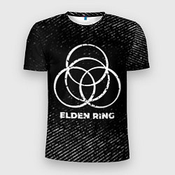 Мужская спорт-футболка Elden Ring с потертостями на темном фоне