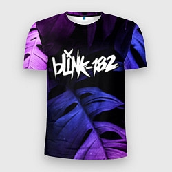 Мужская спорт-футболка Blink 182 neon monstera