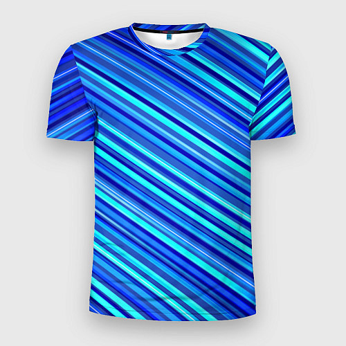 Мужская спорт-футболка Сине голубые узорчатые полосы / 3D-принт – фото 1