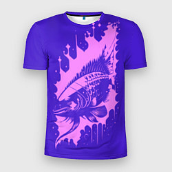 Мужская спорт-футболка Абстрактная розовая рыба и чернильные пятна