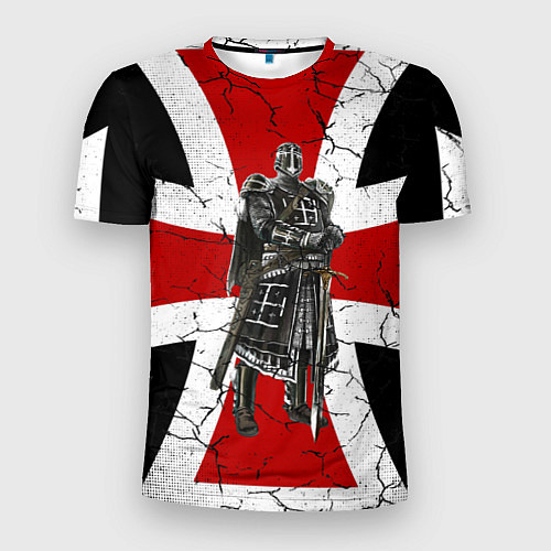 Мужская спорт-футболка Рыцарь на фоне мальтийского креста / 3D-принт – фото 1
