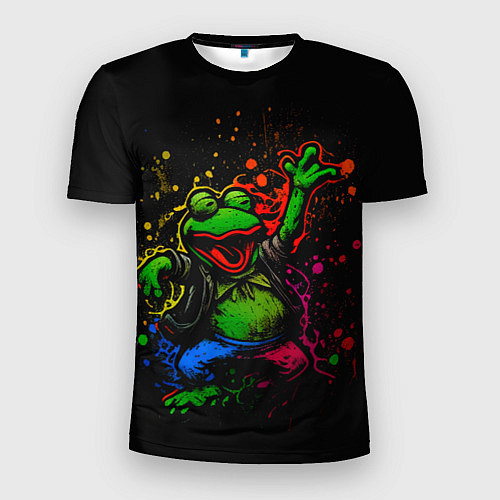 Мужская спорт-футболка Лягушонок Пепе веселится с граффити / 3D-принт – фото 1