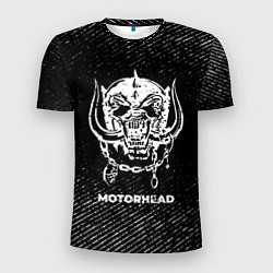 Мужская спорт-футболка Motorhead с потертостями на темном фоне