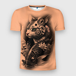 Мужская спорт-футболка Экзотический кот и рыба