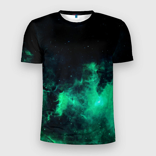 Мужская спорт-футболка Зелёная галактика Midjourney / 3D-принт – фото 1