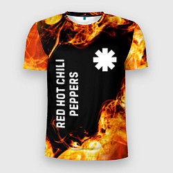 Футболка спортивная мужская Red Hot Chili Peppers и пылающий огонь, цвет: 3D-принт