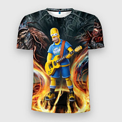 Мужская спорт-футболка Гомер Симпсон играет на гитаре