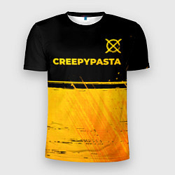 Мужская спорт-футболка CreepyPasta - gold gradient: символ сверху