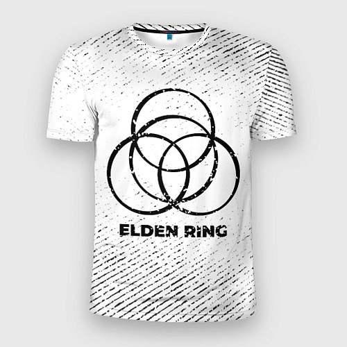 Мужская спорт-футболка Elden Ring с потертостями на светлом фоне / 3D-принт – фото 1
