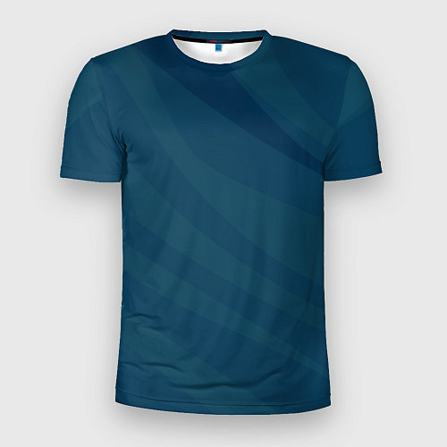 Мужская спорт-футболка Сине-зеленый плавные полосы / 3D-принт – фото 1
