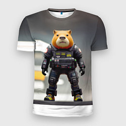 Футболка спортивная мужская Капи полицейский - киберпанк - нейросеть, цвет: 3D-принт