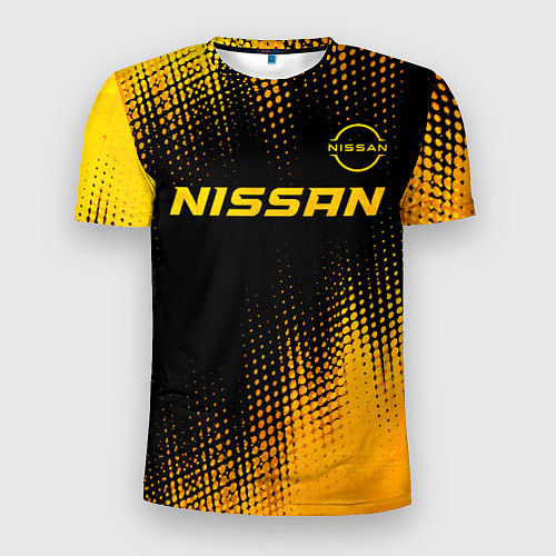 Мужская спорт-футболка Nissan - gold gradient: символ сверху / 3D-принт – фото 1