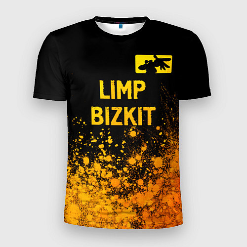 Мужская спорт-футболка Limp Bizkit - gold gradient: символ сверху / 3D-принт – фото 1